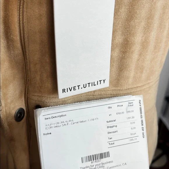 💖NWT RIVET UTILITY ICON VELOUR JUMPSUIT IN CAMEL COLOR SIZE L(10-12) - Picture 15 of 16